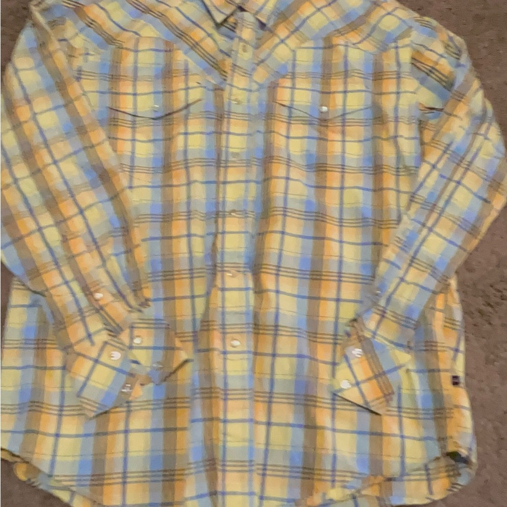 Roper Yellow and Blue Plaid Casual Shirt